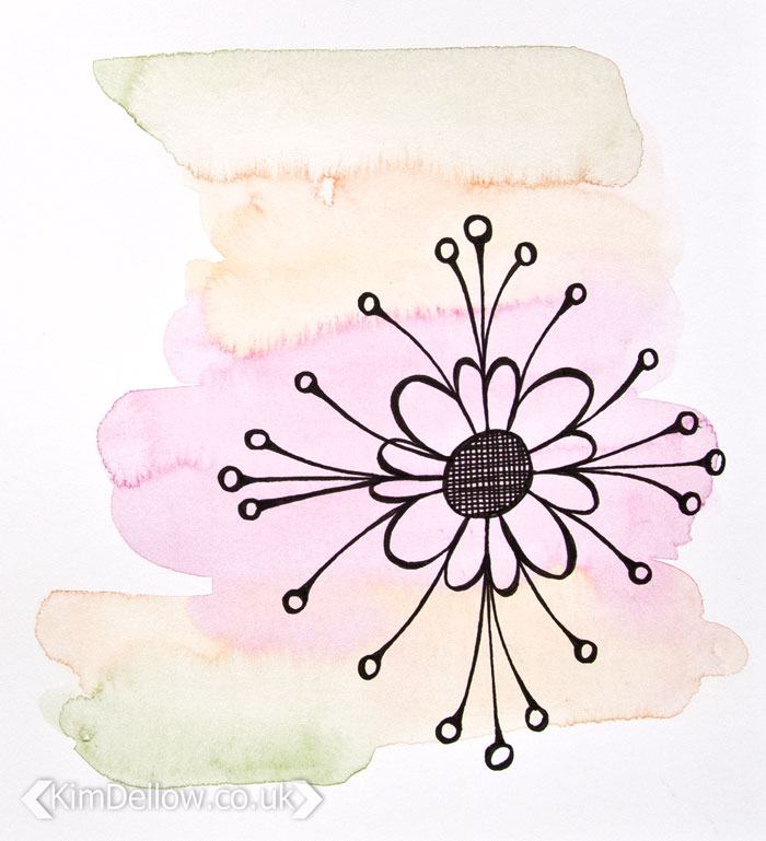 Watercolour and pen pattern adding texture in the background. By Kim Dellow