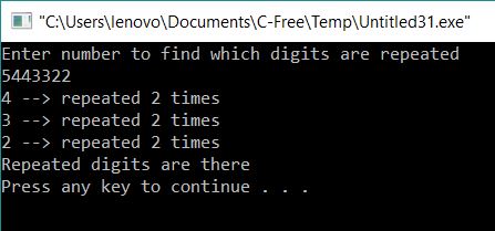 All C Programs Program 294 Check If Repeated Digits Are There Using Recursion