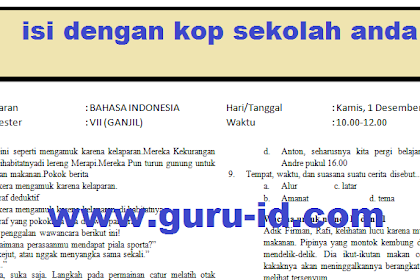 Soal Mid Bahasa Indonesia Kelas 7 Semester 1 Kurikulum 2013