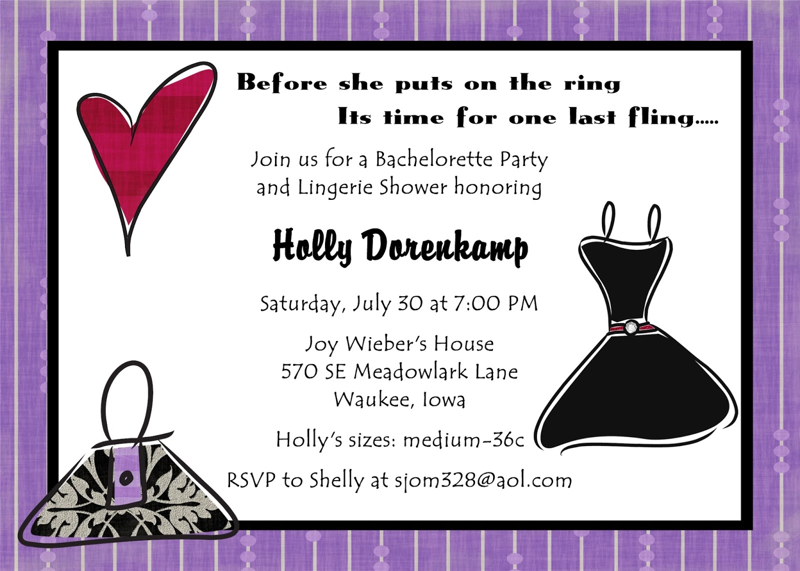 SJ Party Papers Bridal Shower/Bachelorette Party Invitations