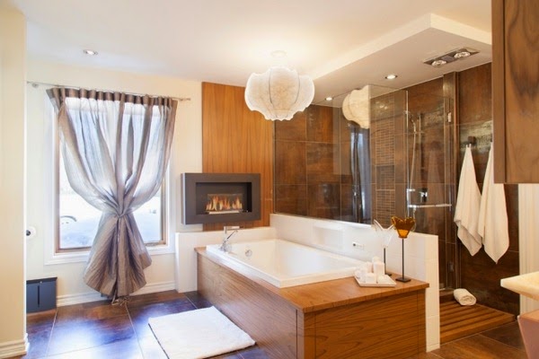 Ideas for bathroom with fireplace of Spa in your own home