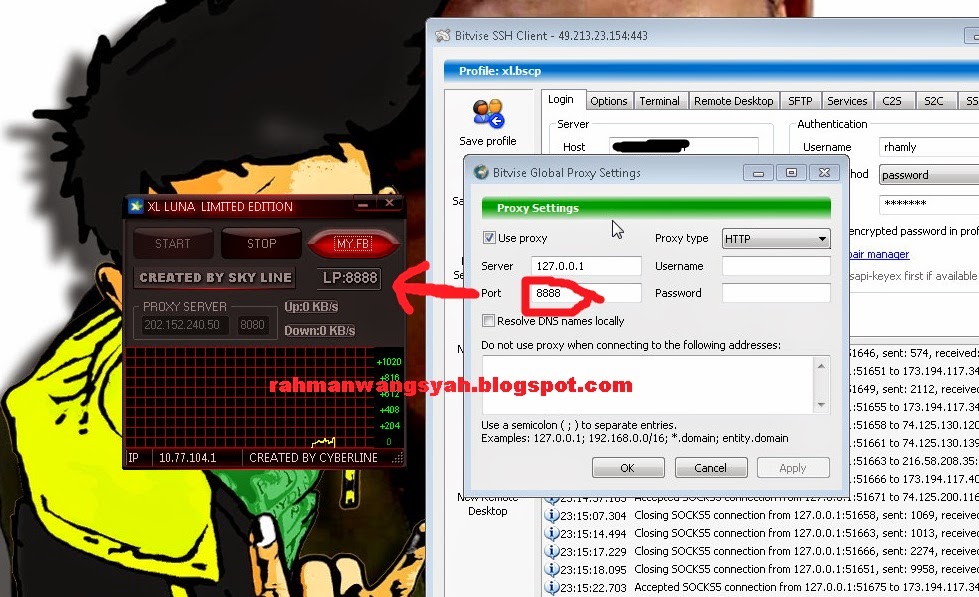Menghubungkan bitvise dengan Inject XL Inject operator Xl untuk SSH gratis internet