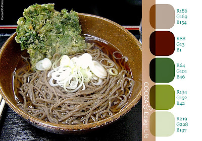 Cocoa color chart of a Japanese noodle