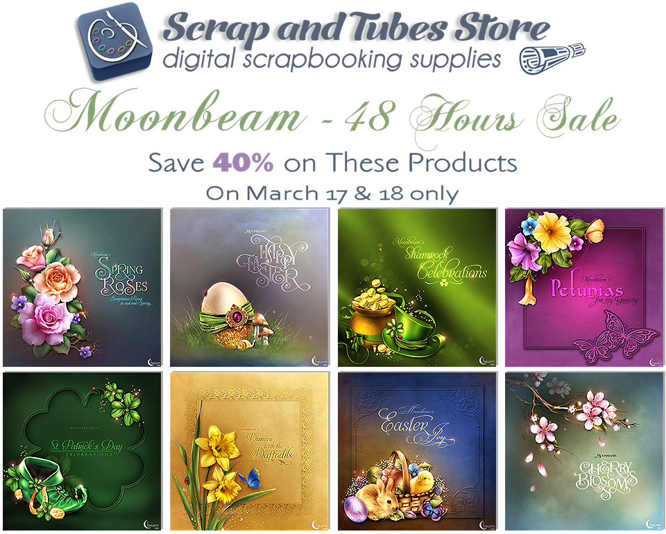 MOONBEAM 48 Hours Sale Save 40 off Scrap and Tubes Designs
