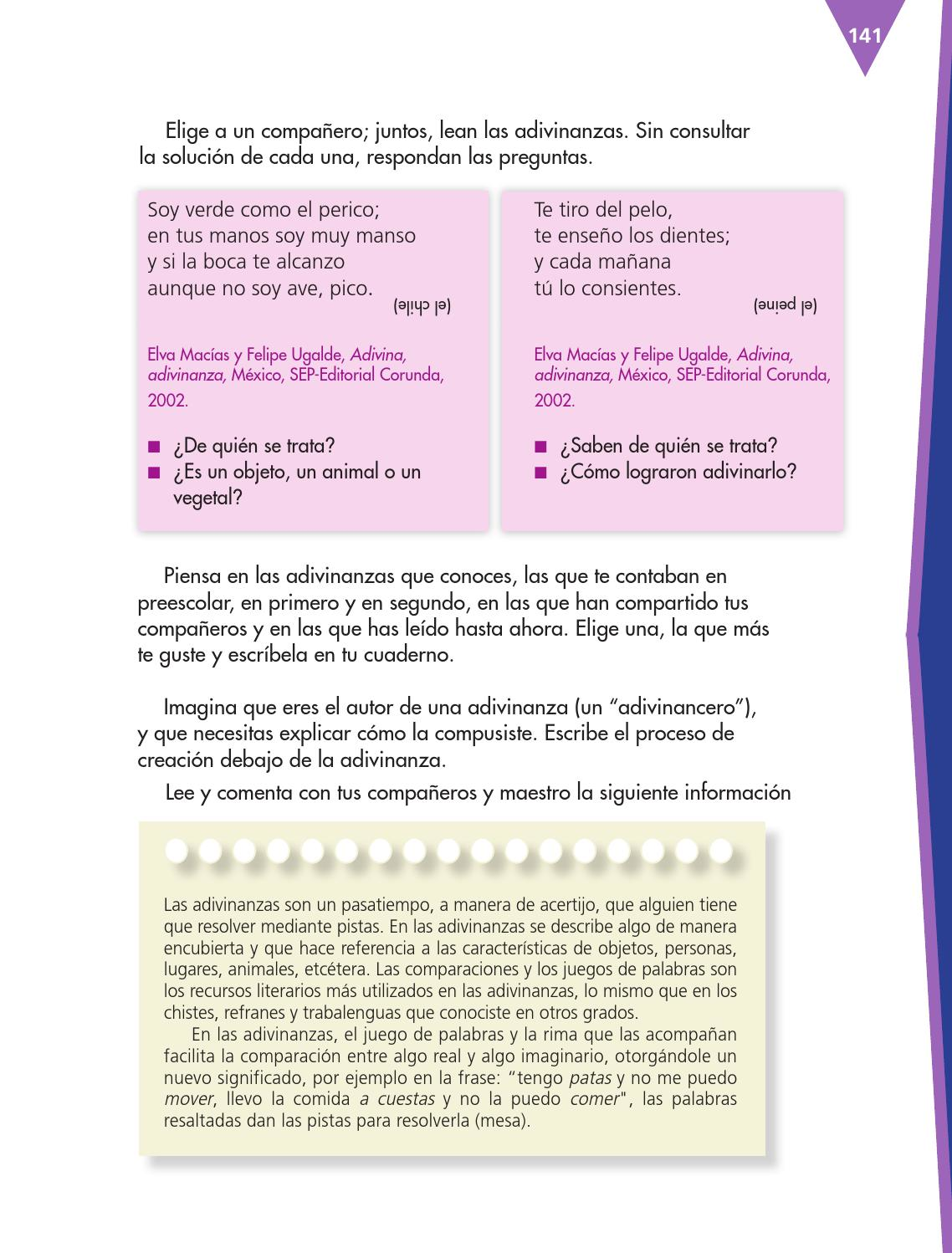 Compartir adivinanzas español 3ro bloque 5/2014-2015