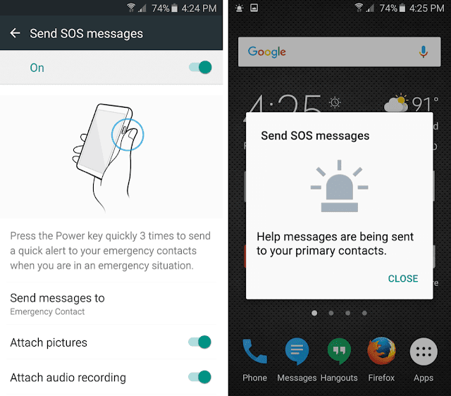Galaxy S6 SOS Message