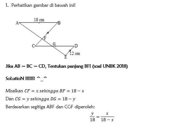 Furqon150490 Pembahasan Soal Unbk Matematika Smp 2018 Tentang Kesebangunan