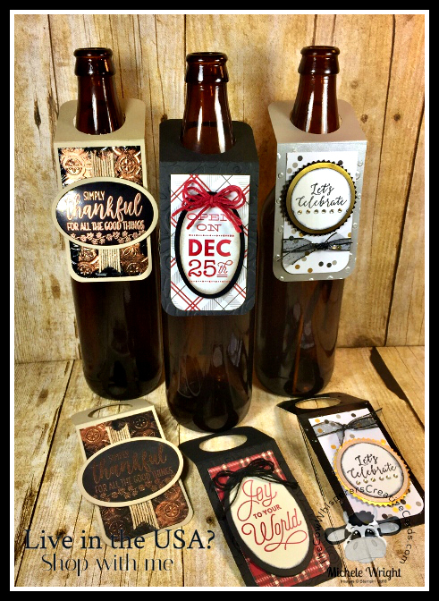 Wine Bottle Tags with Pizzazz Tag, Sincerly Santa, Detailed with Love, Country Home