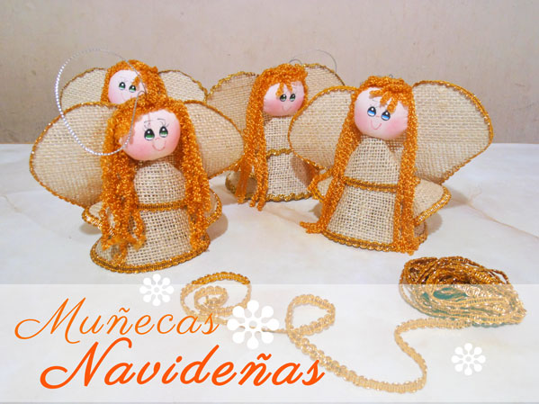 navidad adornos arbol muñecas yute