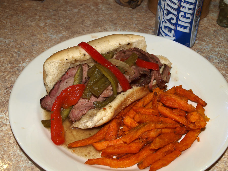 Pellet Smoker Cooking Chuck Roast Italian Beef Sandwiches