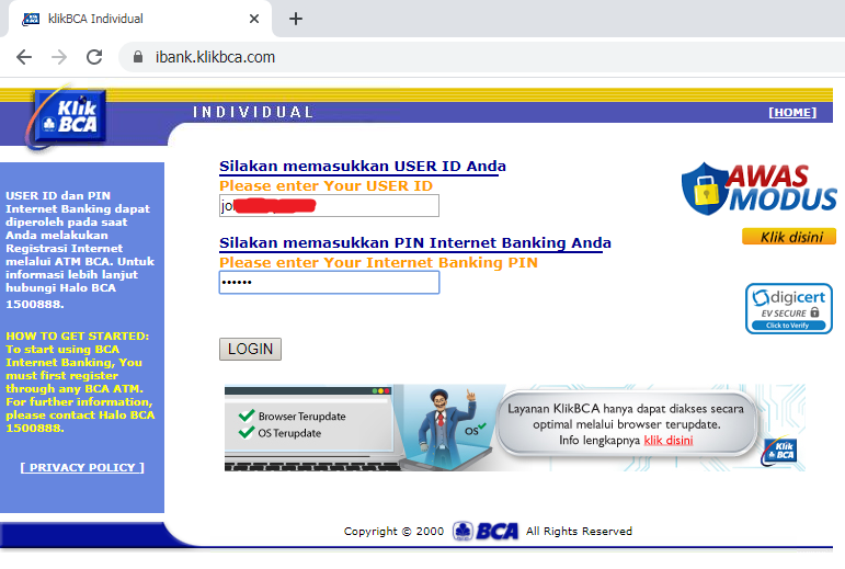 Cek Tagihan Kartu Kredit BCA via klikbca
