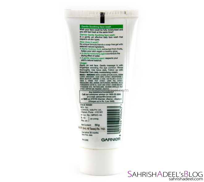 Garnier Gentle Soothing Face Wash - Review & Swatch