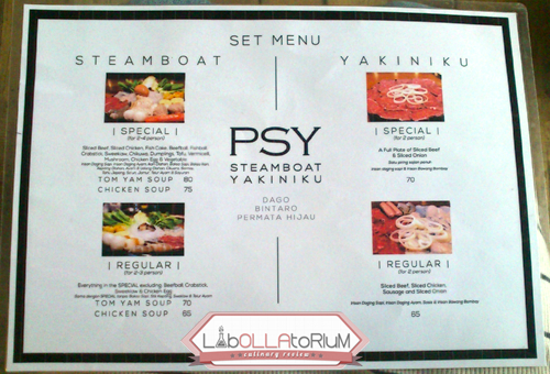 Culinary Review : Pattaya Steamboat Yakiniku Bandung Menu