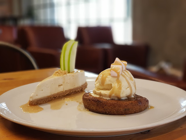 apple crumble cheesecake, triple chocolate fudge dough cookie