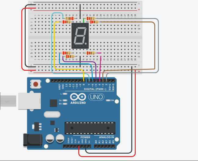 Interface a Seven Segment LED display to an Arduino Uno R3