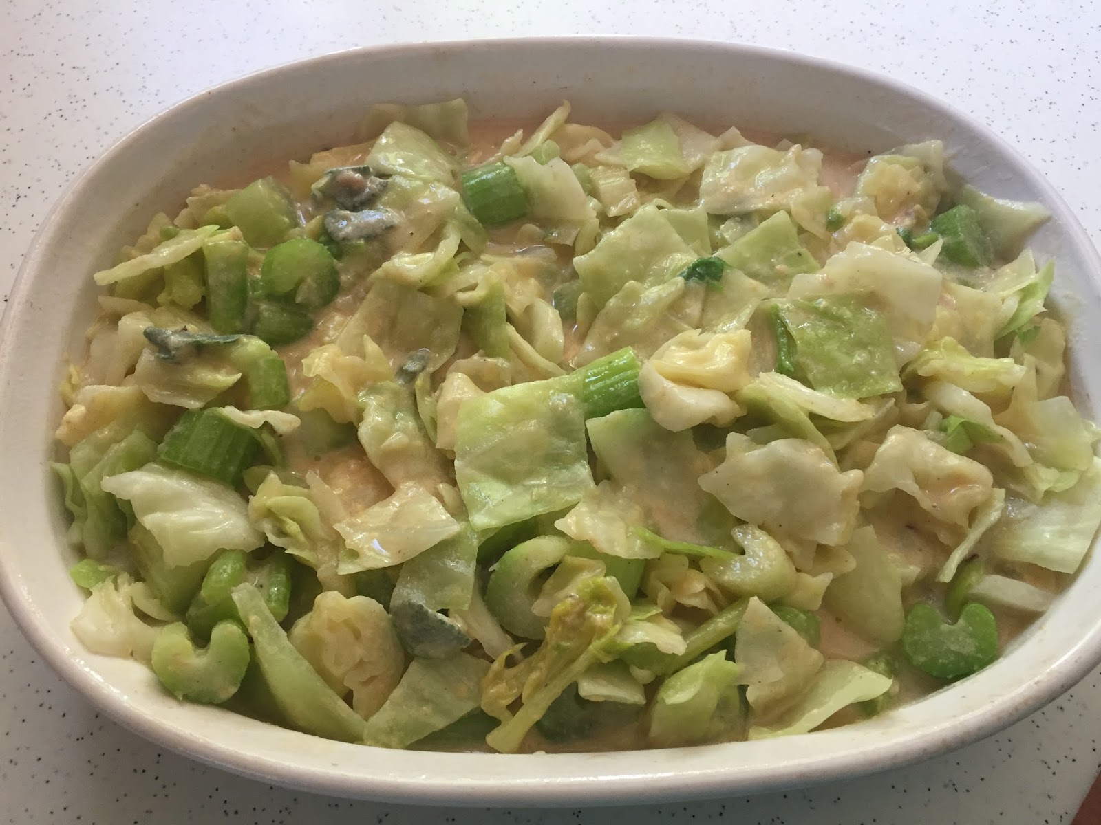 Cheesy Cabbage and Celery Bake