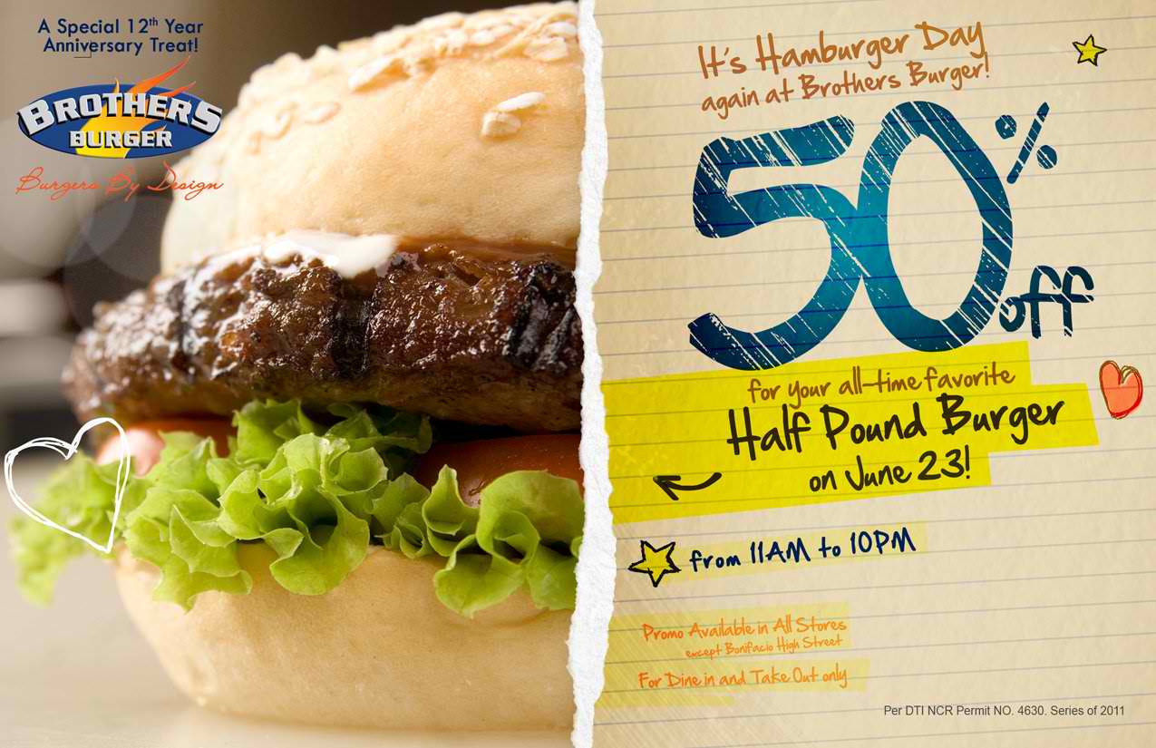 Manila Shopper Brothers Burger's 50 off Promo