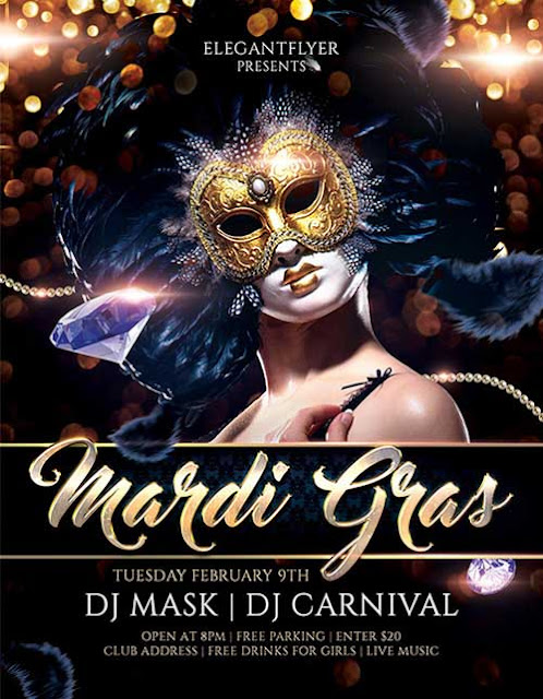 Download Mardi Gras Carnival Free PSD Flyer Template 2017 Version 3.1