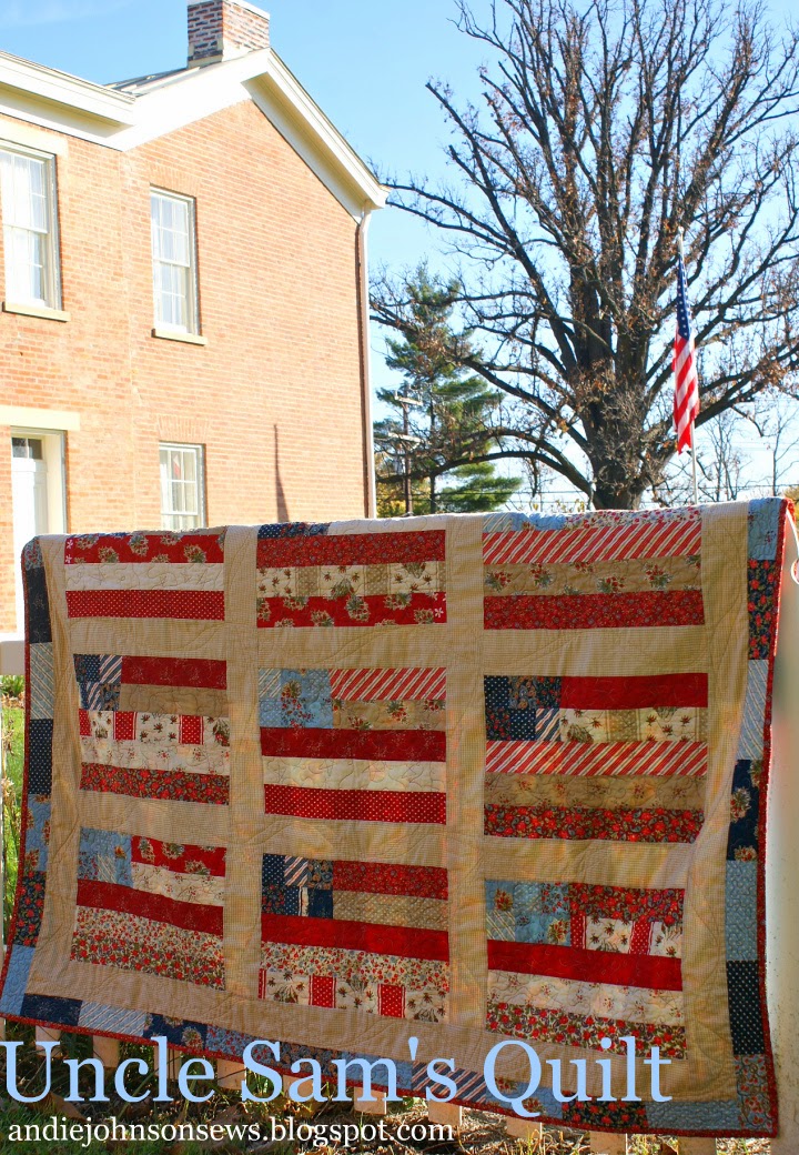 "Uncle Sam’s Quilt" is a Free Patriotic Quilt Pattern designed by Andie Johnson from Moda Bakeshop!