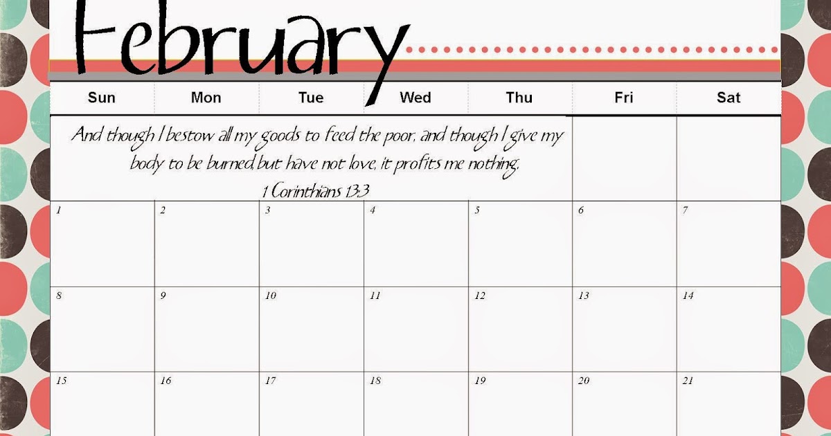The Blogging Pastors Wife: Printable Calendar February 2015