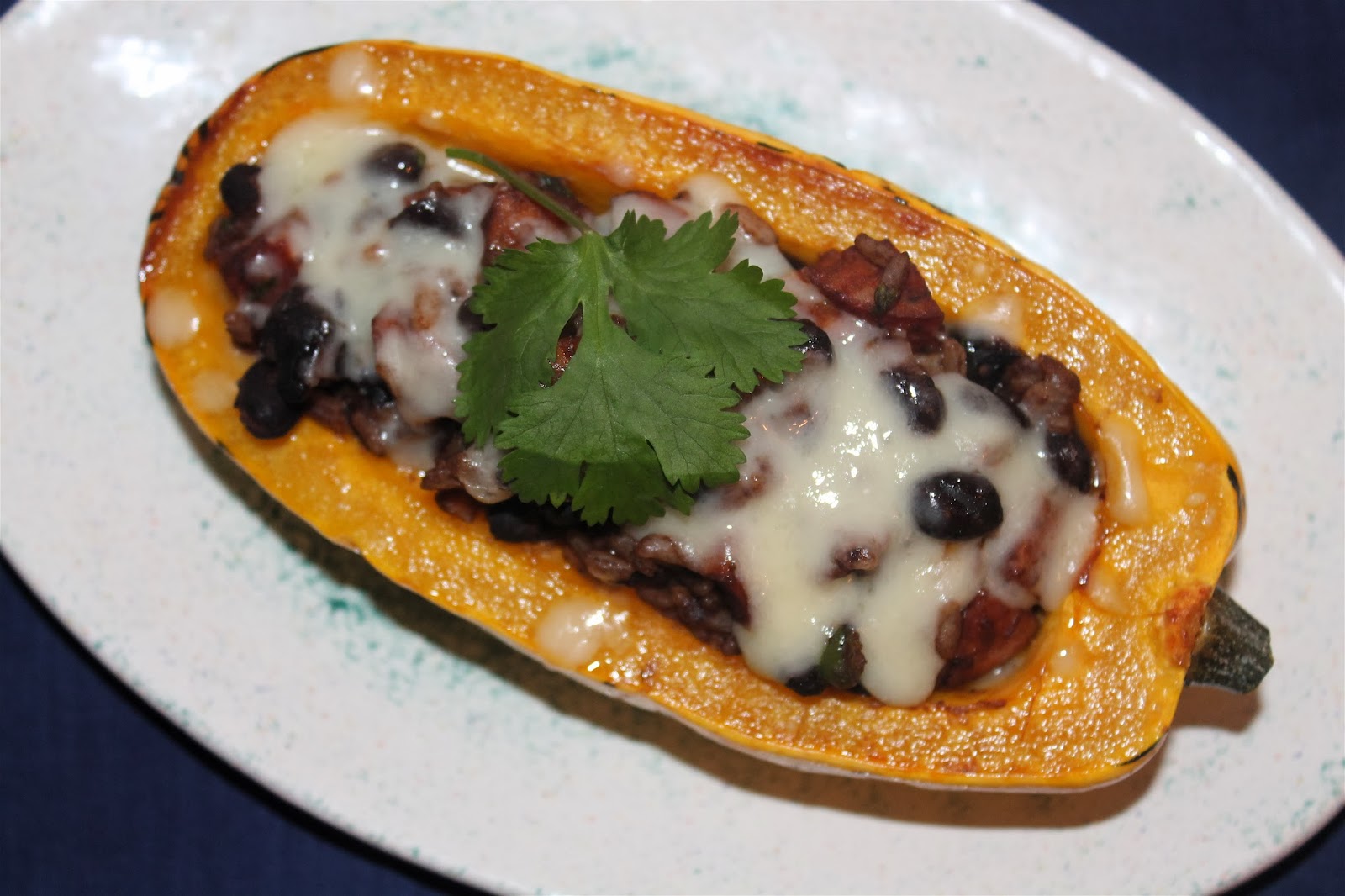 Savory Moments Chorizo and black bean stuffed delicata squash boats