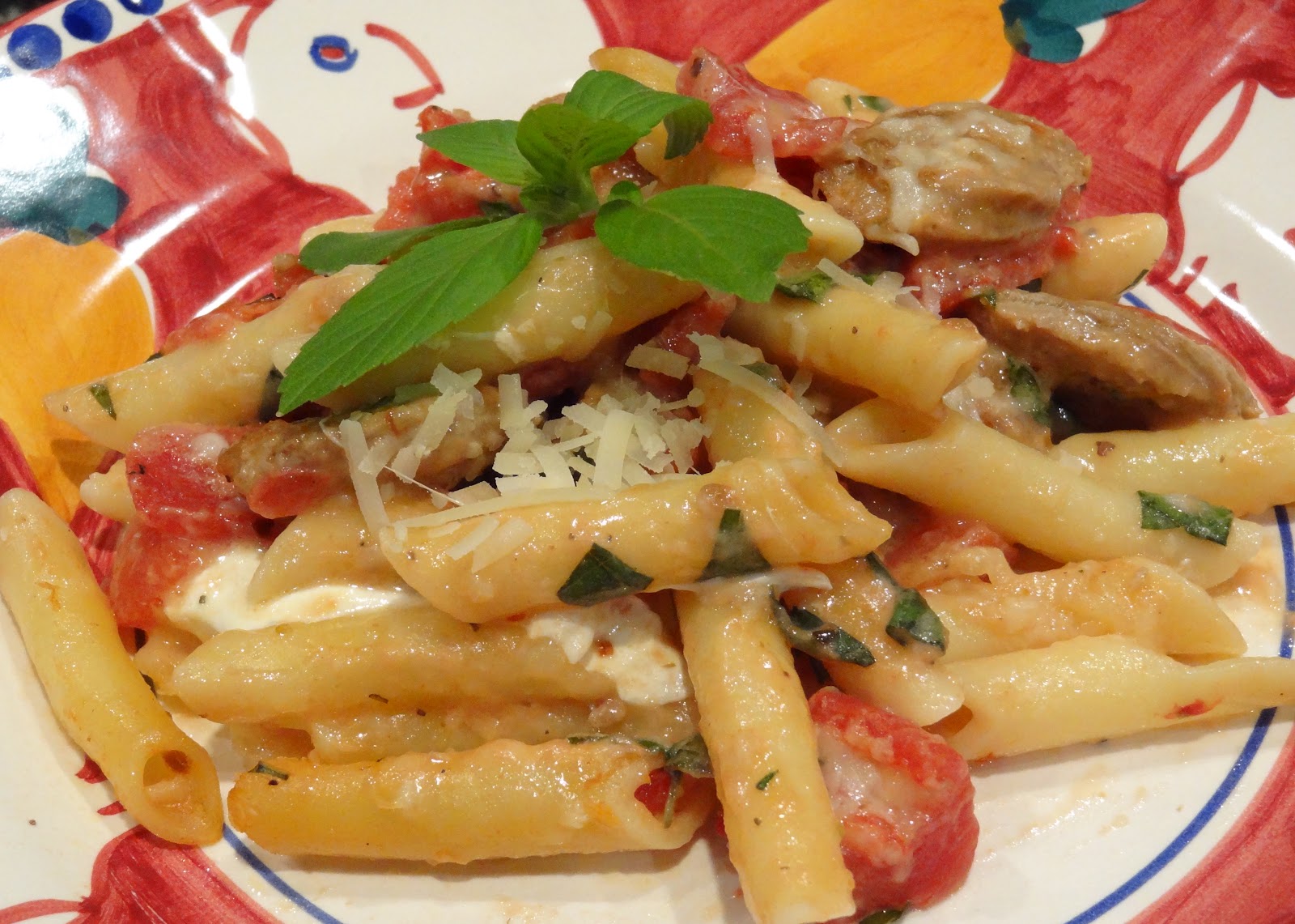Baked Penne with Sausage, Mozzarella and Tomatoes – Dallas Duo Bakes