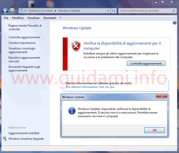 impossibile scaricare aggiornamenti windows update