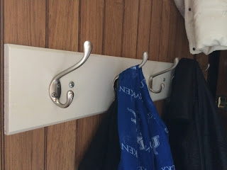 coat rack with satin nickel hooks