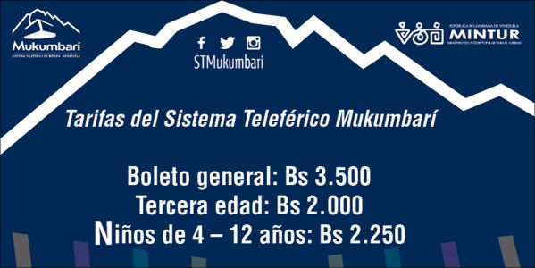 Nuevas tarifas y horarios del teleférico de Mérida Mukumbarí