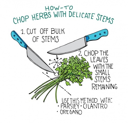 how to chop herbs with delicate stems
