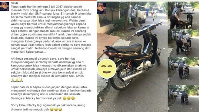 Pria Ini Sumbangkan Motornya Untuk Driver Gojek, Ternyata  Ada Pesan Tak Terduga di Bagian Akhir!