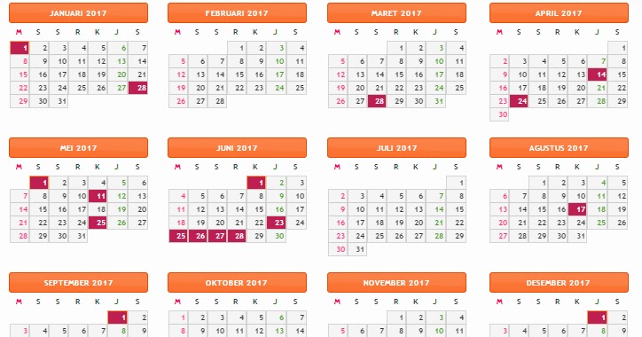 Download Kalender Tahun 2017 Gratis  Warung Baca