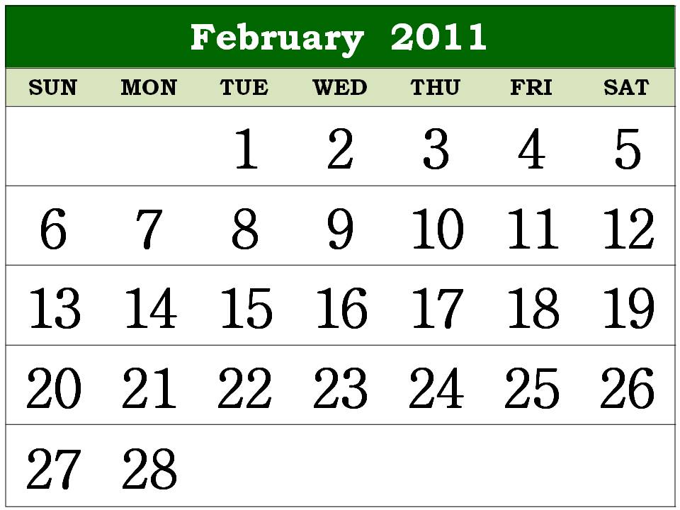 printable 2011 calendar february. Free Homemade Calendar 2011