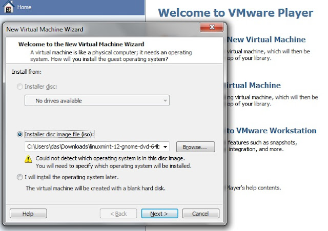 install Linux Mint 12 on VMware Player