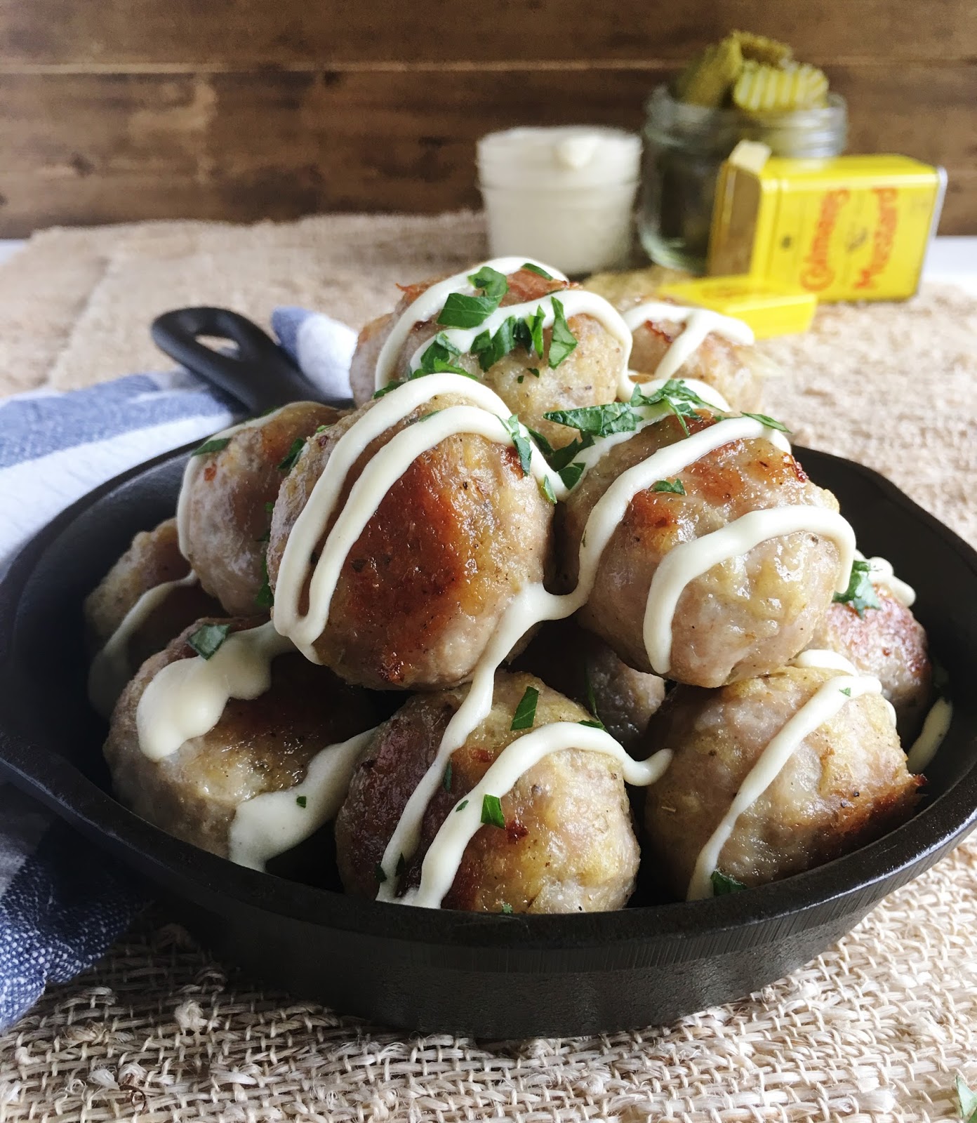 Fleur DeLectable Cubano Meatballs with Mustard Cream Sauce