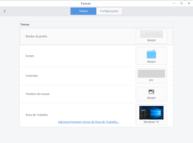 Configuração de tema Configuração de tema