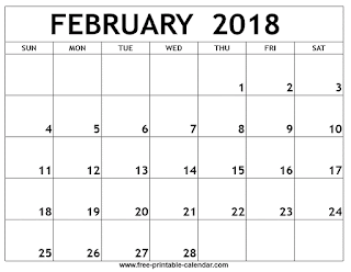 Free Printable Calendar February 2018 Free Printable Calendar February 2018