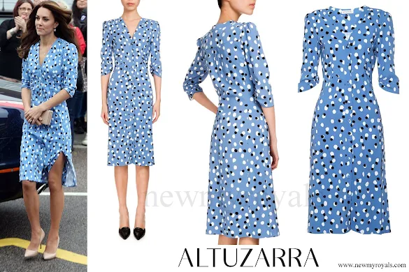 Kate Middleton wore Altuzarra Aimee Polka-dot Button-front Dress