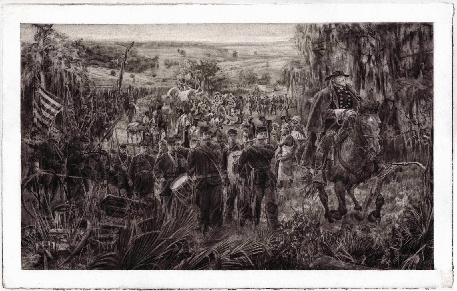 Civil War Drawing by Isaac McCaslin Sherman's Army Approaching Savannah