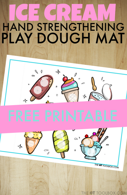 Use this free printable ice cream play dough mat to work on fine motor skills in kids.