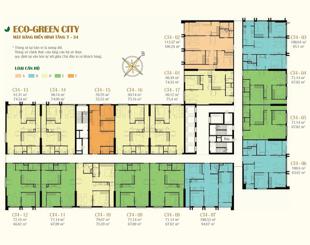 Mặt bằng căn hộ tòa CT4 Eco Green City Mặt bằng căn hộ tòa CT4 Eco Green City