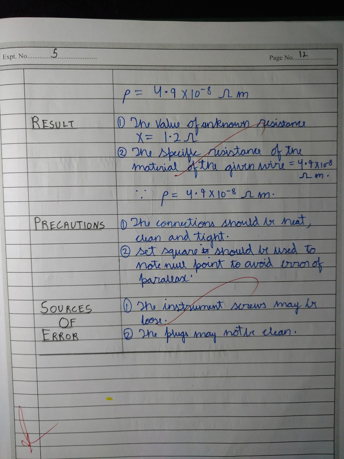 Exp 5. To find the resistance of a given wire using meter bridge and