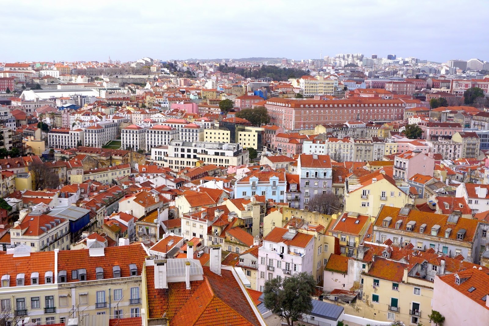 View from Miradouro Da Graca in the morning View from Miradouro Da Graca in the morning overlooking the colourful city buildings