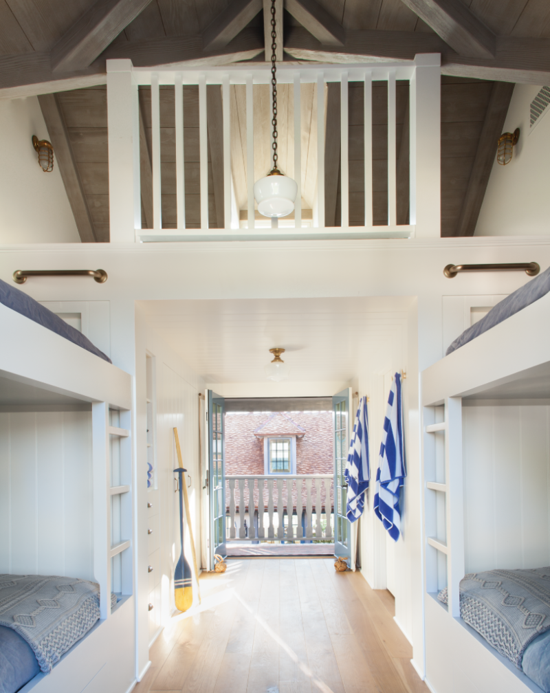 Breathtaking French Country modern farmhouse bunk room with loft by Giannetti Home - found on Hello Lovely Studio