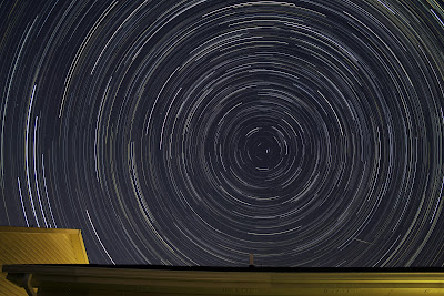 star trails with perseid meteor