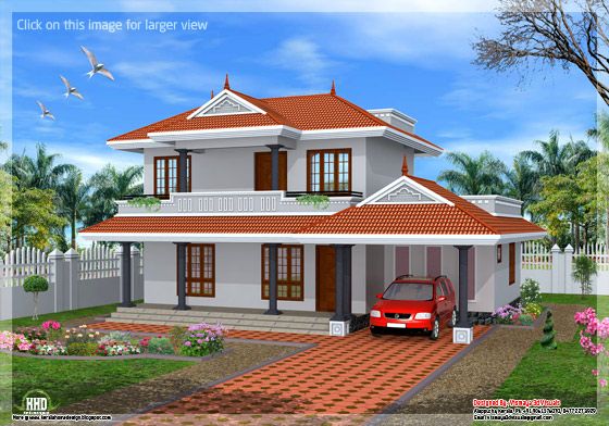 3 bedroom sloping roof Kerala home