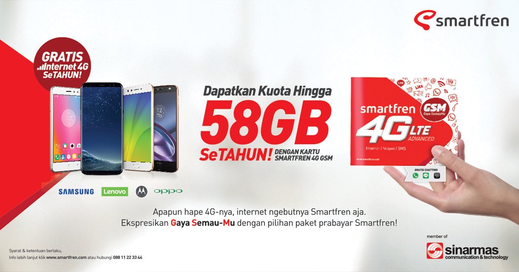 Cara Mendapatkan Paket Kuota 58 Gb Smartfren GSM Setahun