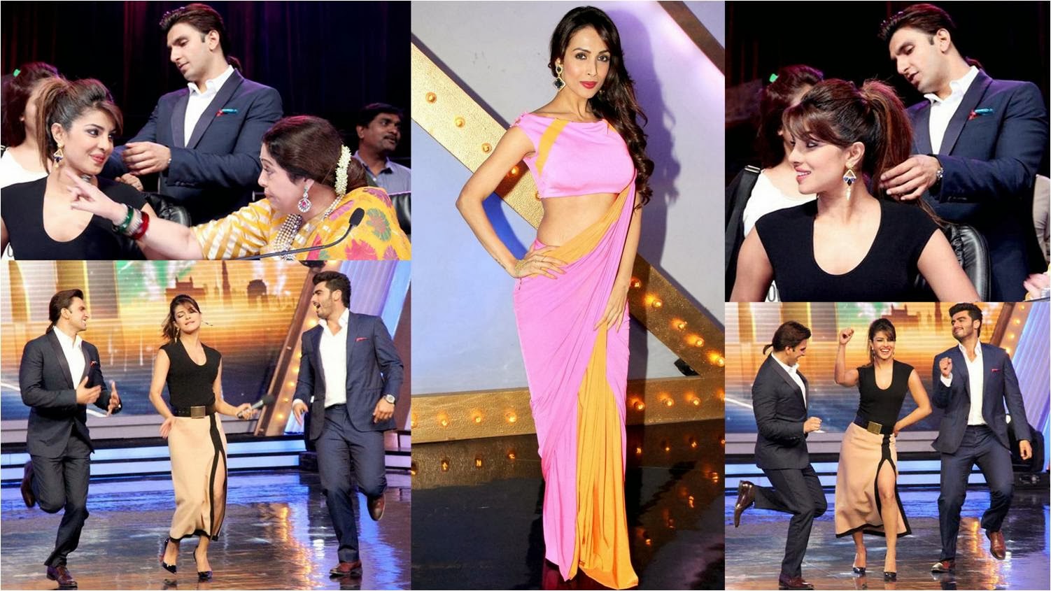 Arjun Kapoor, Priyanka Chopra and Ranveer Singh Arjun Kapoor, Priyanka Chopra and Ranveer Singh at India's Got Talent with Malaika and Kiran Kher