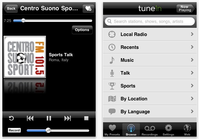 tunein radio app më