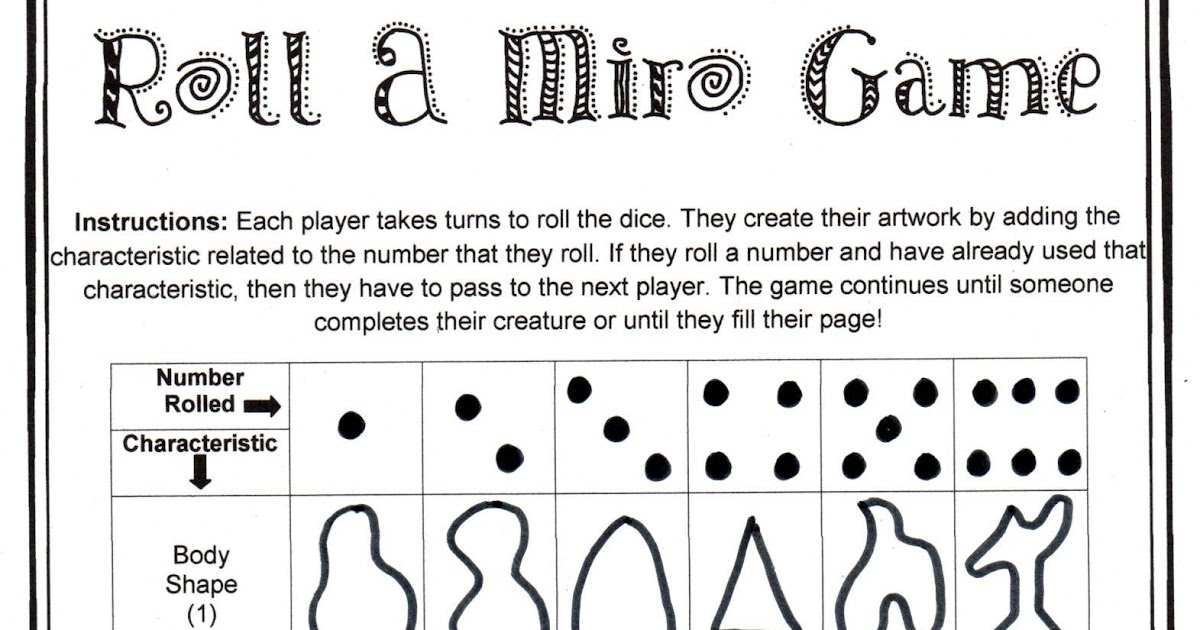 Once upon an Art Room: Roll-A-Miro Art Game